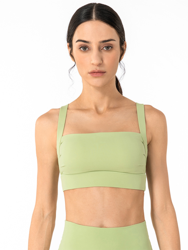 Anti-hunchback posture correction with chest pad sports bra fitness back yoga vest bra - Pale green / S