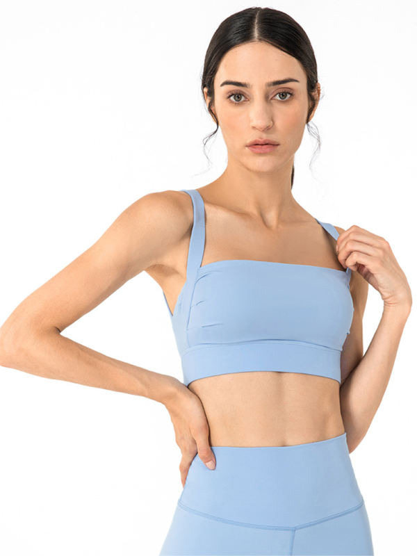 Anti-hunchback posture correction with chest pad sports bra fitness back yoga vest bra - Sky blue azure / S