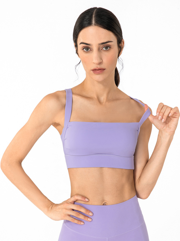 Anti-hunchback posture correction with chest pad sports bra fitness back yoga vest bra - Purple / S