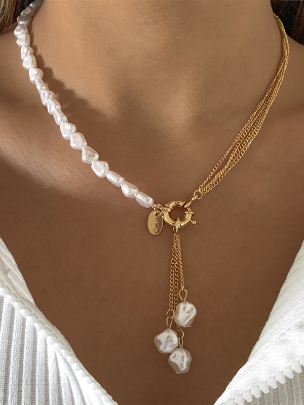 Baroque shaped pearl necklace creative irregular chain clavicle necklace - Pattern3 / FREESIZE