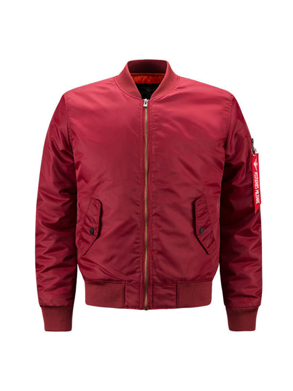 Baseball Collar Mens Air Force Pilot Unisex Men’s Jacket - Wine Red / S
