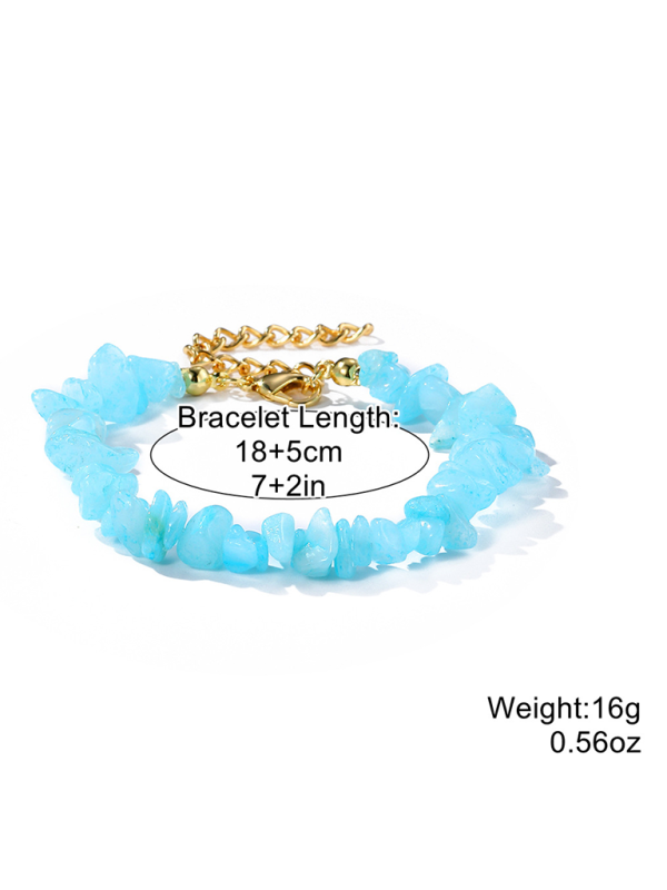 Bohemian Colorful Gravel Bracelet Natural Stone Bracelet - Acid blue / FREESIZE