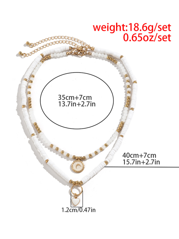 Bohemian retro temperament soft clay necklace ethnic style simple love crystal necklace - Golden / FREESIZE