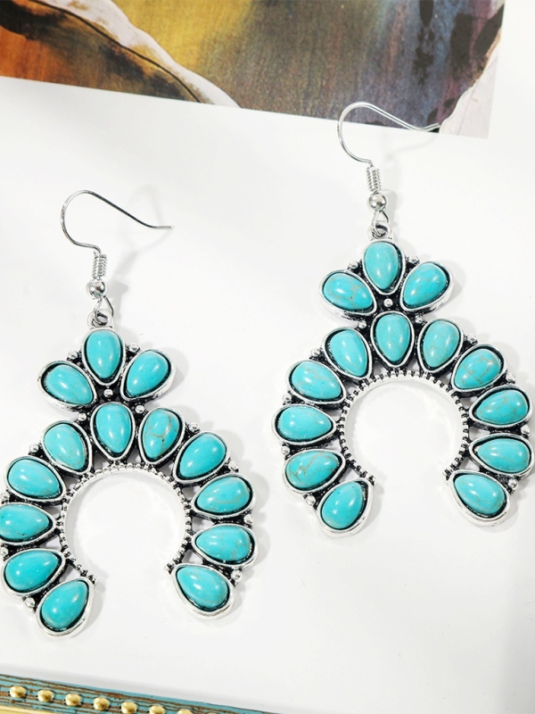 Bohemian vintage ethnic turquoise earring set - Blue / FREESIZE