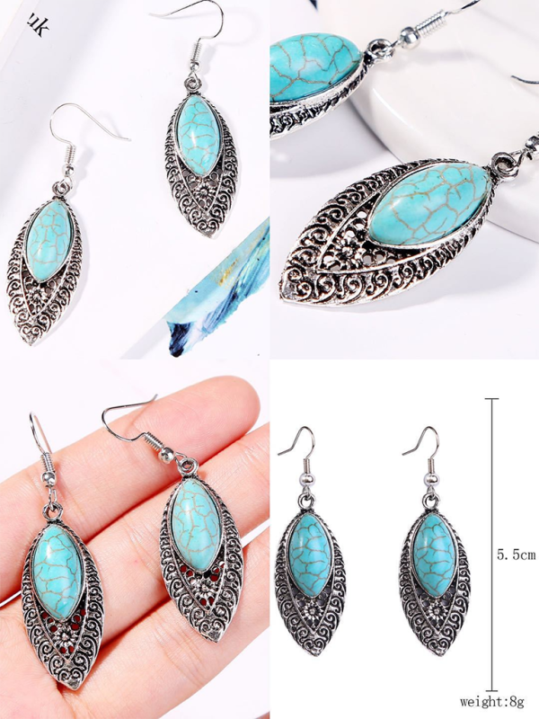 Bohemian vintage ethnic turquoise earring set - Pattern1 / FREESIZE