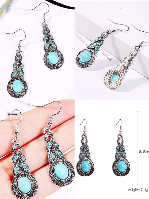 Bohemian vintage ethnic turquoise earring set - Pattern10 / FREESIZE