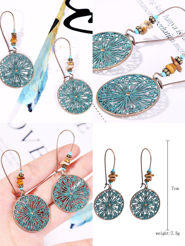 Bohemian vintage ethnic turquoise earring set - Pattern5 / FREESIZE