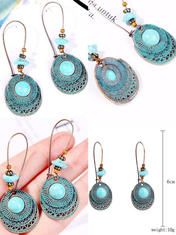 Bohemian vintage ethnic turquoise earring set - Pattern7 / FREESIZE