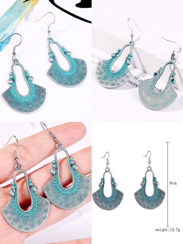 Bohemian vintage ethnic turquoise earring set - Pattern8 / FREESIZE