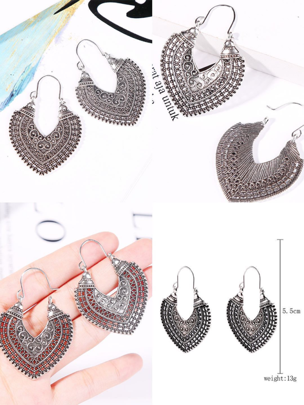 Bohemian vintage ethnic turquoise earring set - Pattern9 / FREESIZE