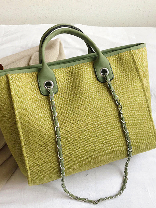 Bucket women’s bag large capacity portable single shoulder diagonal chain tote bag - Green / F