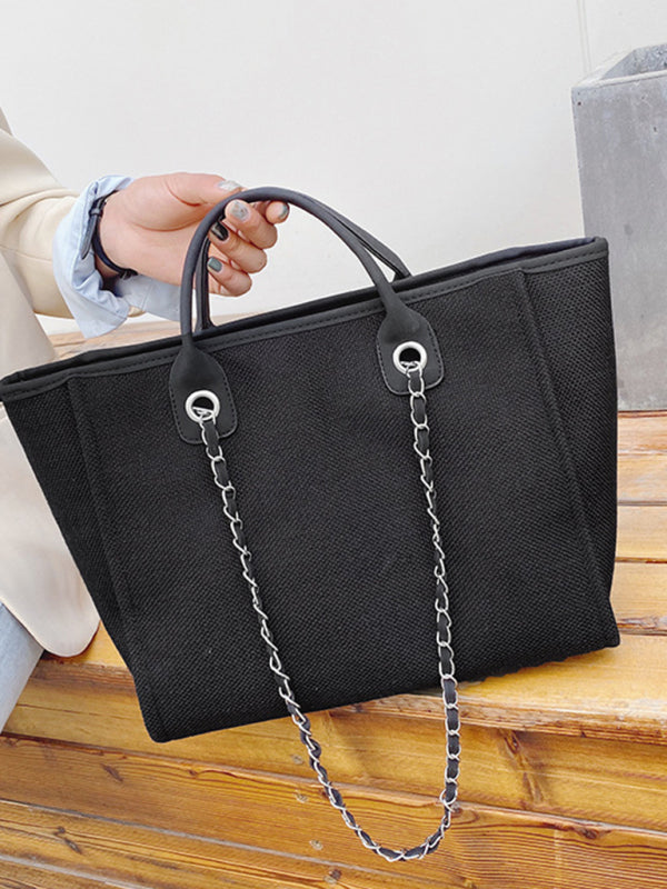 Bucket women’s bag large capacity portable single shoulder diagonal chain tote bag - Black / F