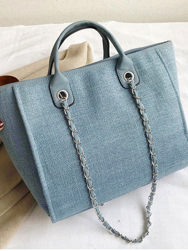 Bucket women’s bag large capacity portable single shoulder diagonal chain tote bag - Blue / F