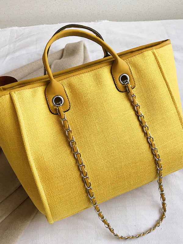 Bucket women’s bag large capacity portable single shoulder diagonal chain tote bag - Yellow / F