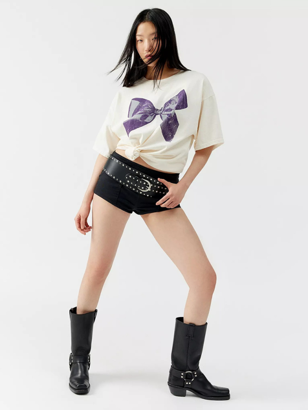 Butterfly T-shirt for women simple style round neck and short sleeves