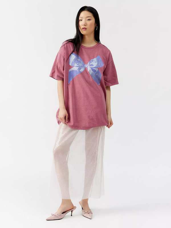 Butterfly T-shirt for women simple style round neck and short sleeves
