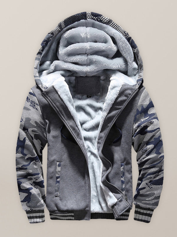 Camouflage sweater men’s casual sports cardigan sweater jacket to keep warm - Charcoal grey / M