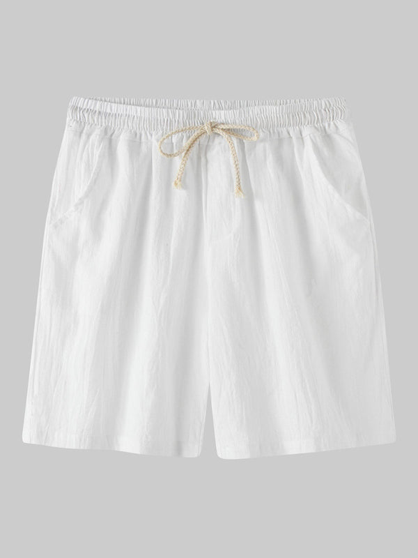Casual Pants Men’s Cotton Linen Beach Pants Korean Style Solid Color Linen Pants - White / S