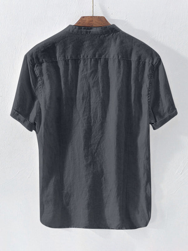 Casual Woven Mandarin Collar Men’s Shirt