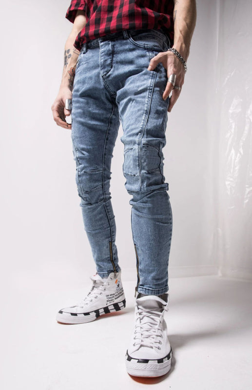 Classic Cotton Knit Denim Jeans with Pockets - Clear blue / S