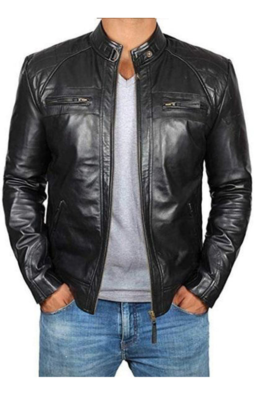 Classic Men’s Polyester Woven Jacket with Straight Pockets - Black / M