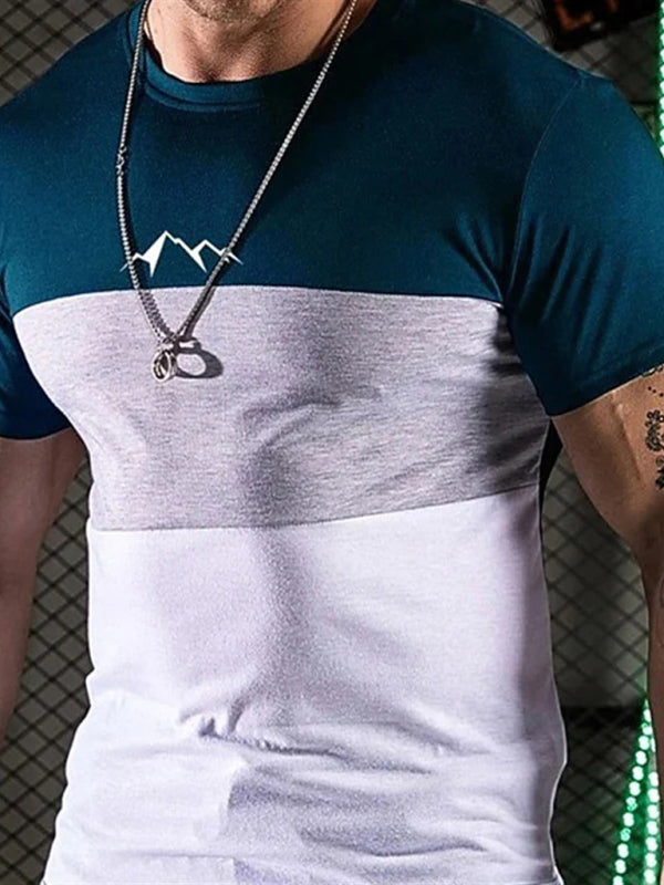 Color Stripe Digital Printing Loose Round Neck Short Sleeve T-Shirt - Pattern3 / S