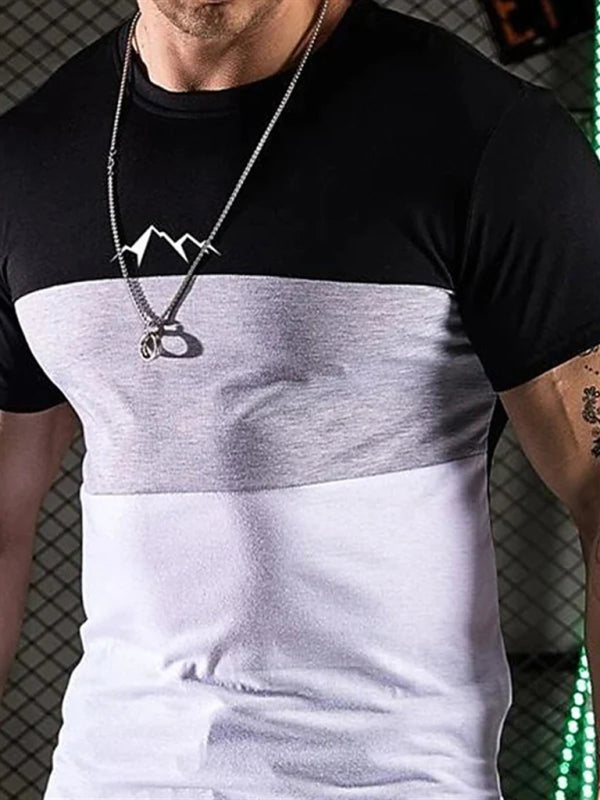 Color Stripe Digital Printing Loose Round Neck Short Sleeve T-Shirt - Pattern1 / S