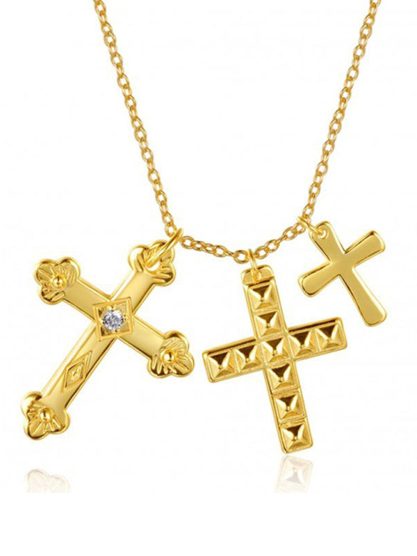 Cross multi-layer pendant personalized retro pendant jewelry - Golden / FREESIZE