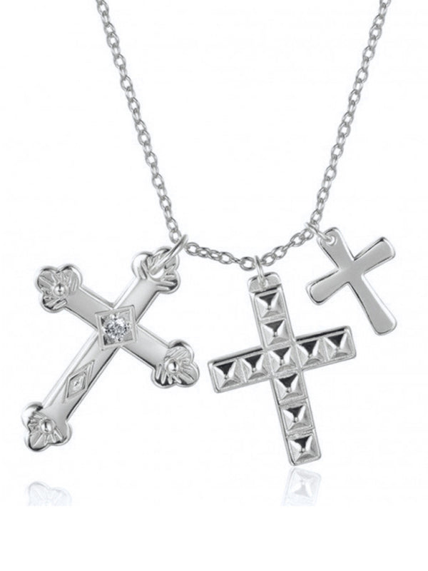 Cross multi-layer pendant personalized retro pendant jewelry - Silver / FREESIZE