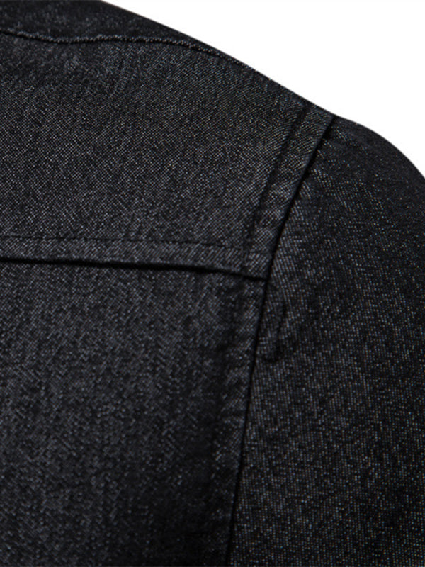 Denim non-iron shirt men’s casual solid color non-iron men’s long-sleeved shirt