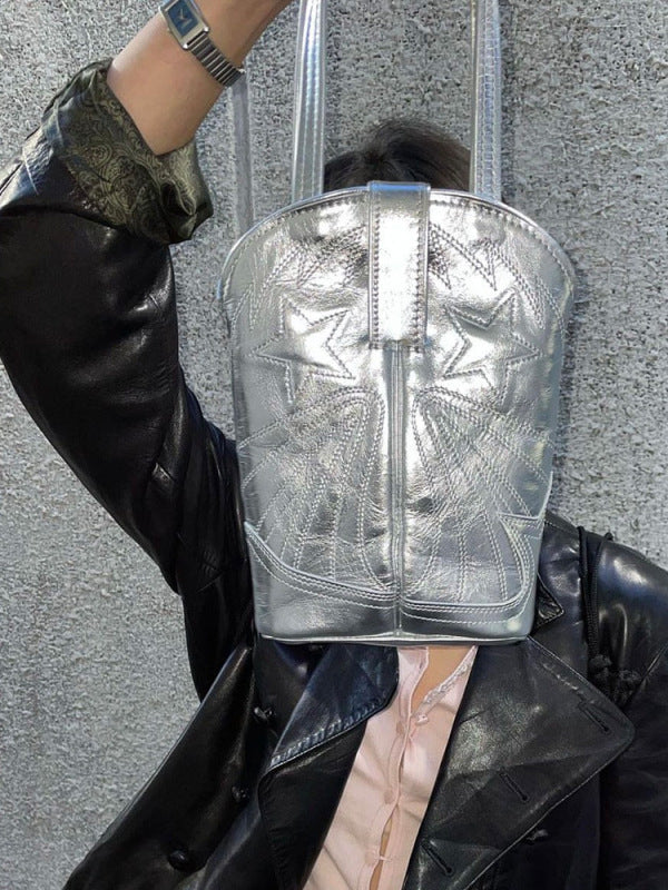 Design fashion hot girl hand bag handbag - Silver grey / F