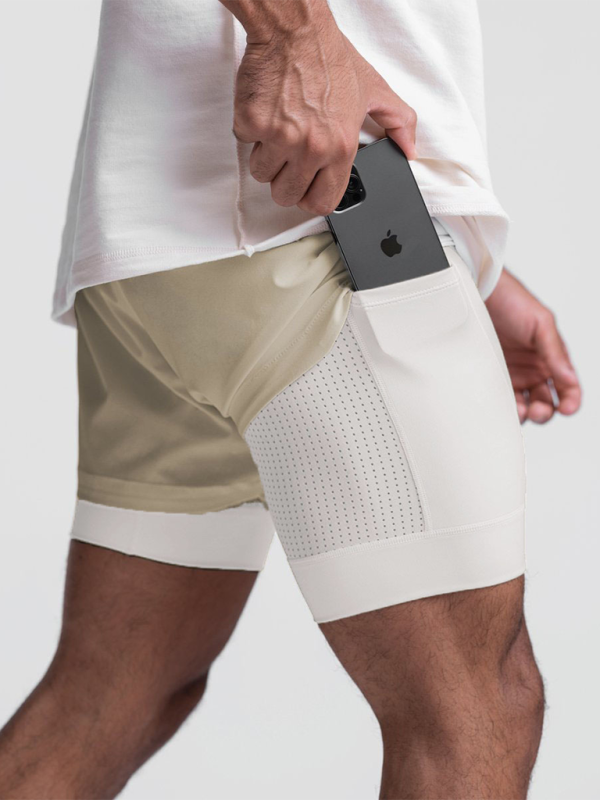 Double layer breathable anti-exposure basketball pants running training sports shorts - Pattern1 / M