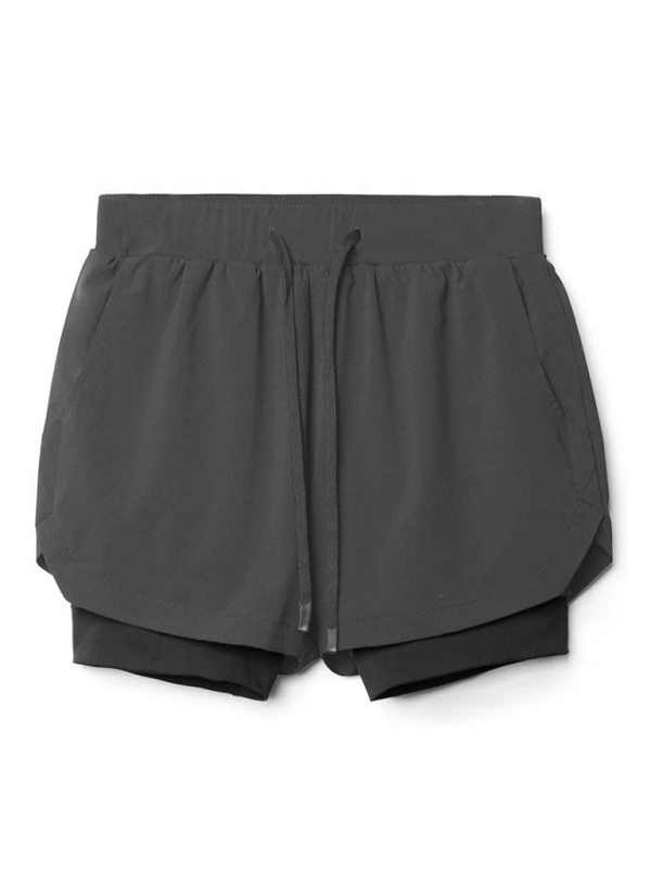 Double layer breathable anti-exposure basketball pants running training sports shorts - Dark Gray / M