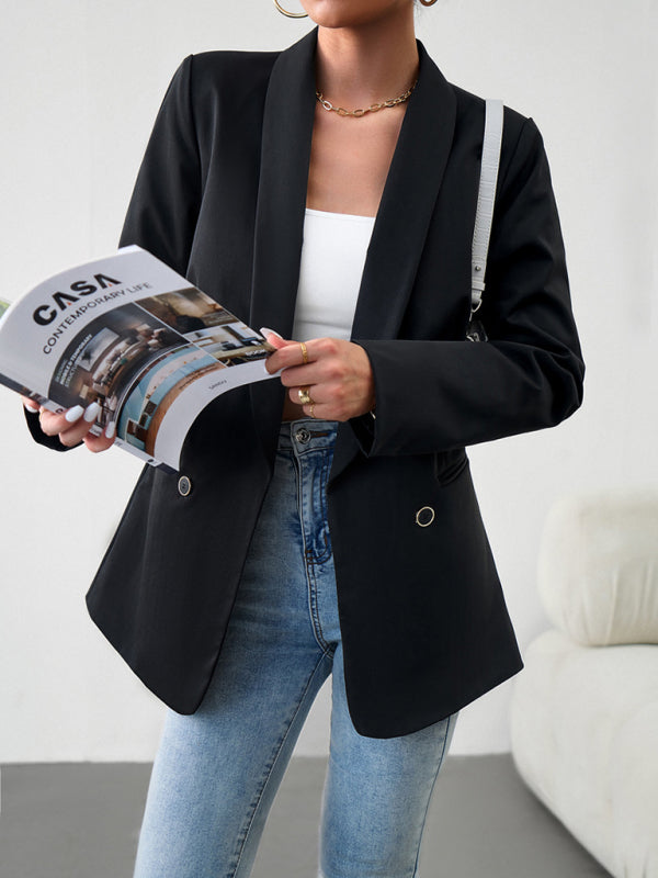Elegant commuter double-breasted ladies suit jacket - Closther
