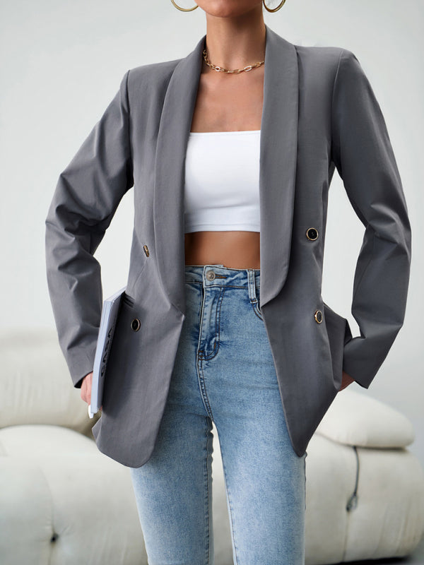 Elegant commuter double-breasted ladies suit jacket - Closther