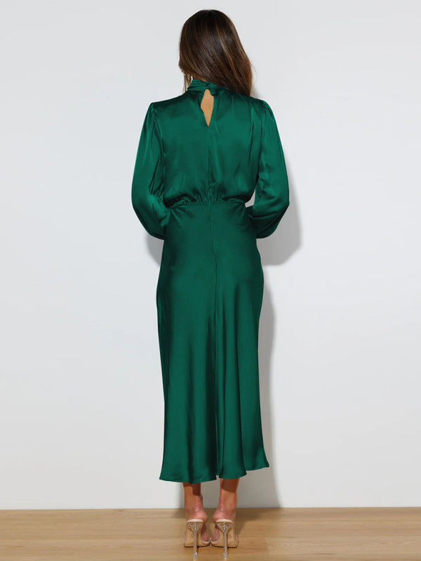 Elegant elegant women’s satin long sleeve loose dress