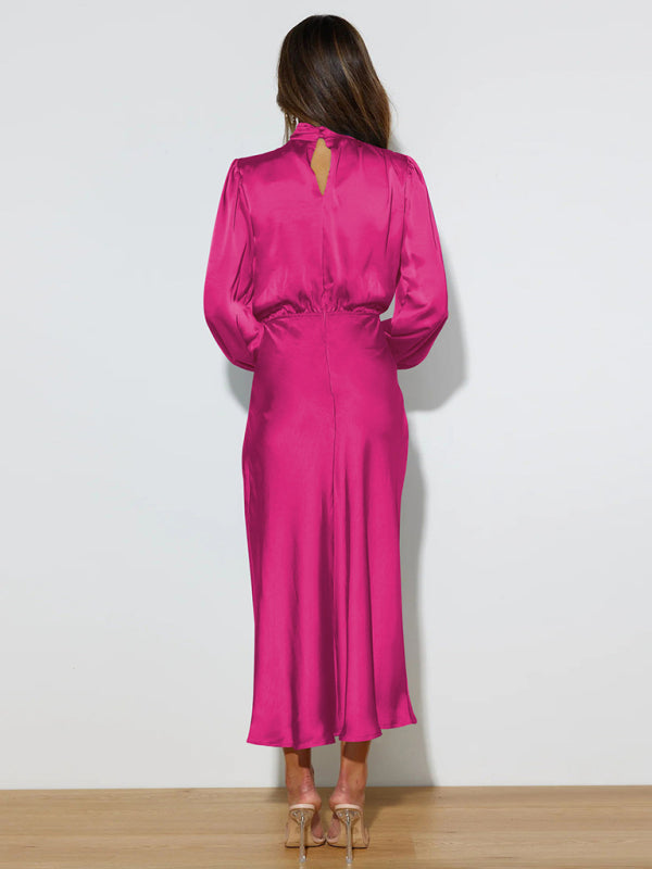 Elegant elegant women’s satin long sleeve loose dress
