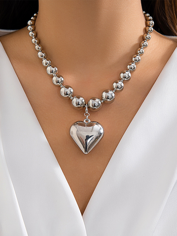 Exaggerated round punk collarbone chain Geometric beads Beaded necklace - Pattern8 / FREESIZE