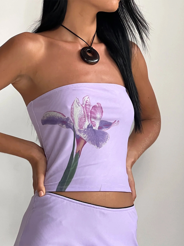 Fashion new women’s Y2K printed tube top vest