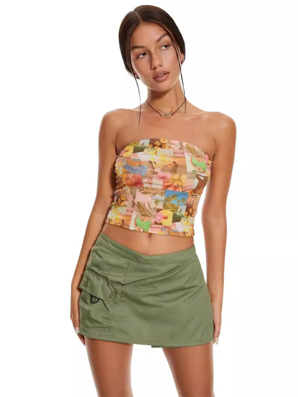 Fashion new women’s Y2K printed tube top vest - Pattern / S