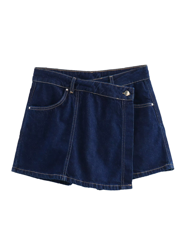 Fashion retro pocket trim short denim shirt/shorts - Shorts / S