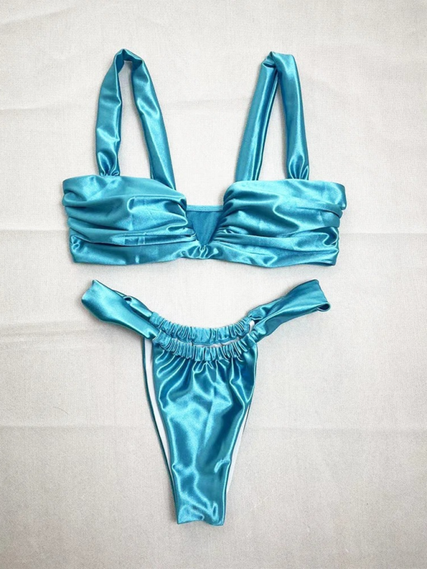 Fashion Sexy Women’s Solid Color Smooth Bikini Set