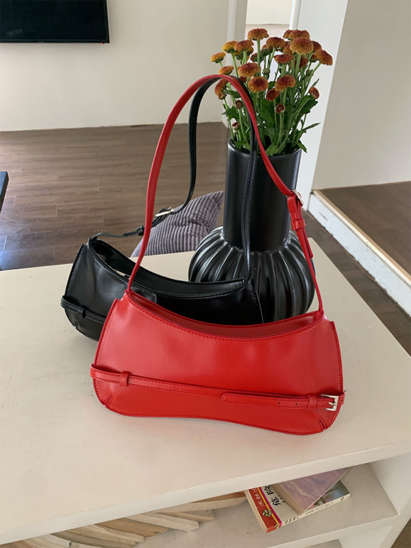 Fashion shoulder bag retro baguette bag - Red / FREESIZE