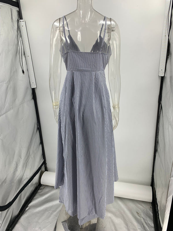 Fashion sleeveless striped camisole top with matching striped trousers set