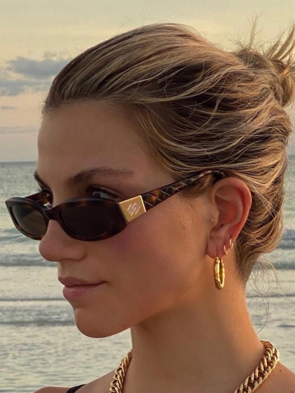 Fashion small frame glasses novelty hot girl diamond pattern decorative square frame sunglasses - Leopard / FREESIZE