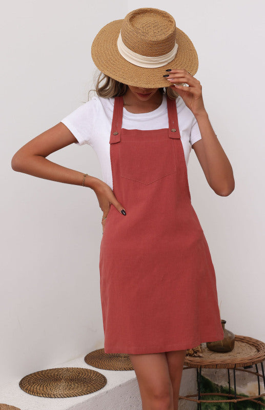 Fashion Women’s Short Loose Red Strap Dress