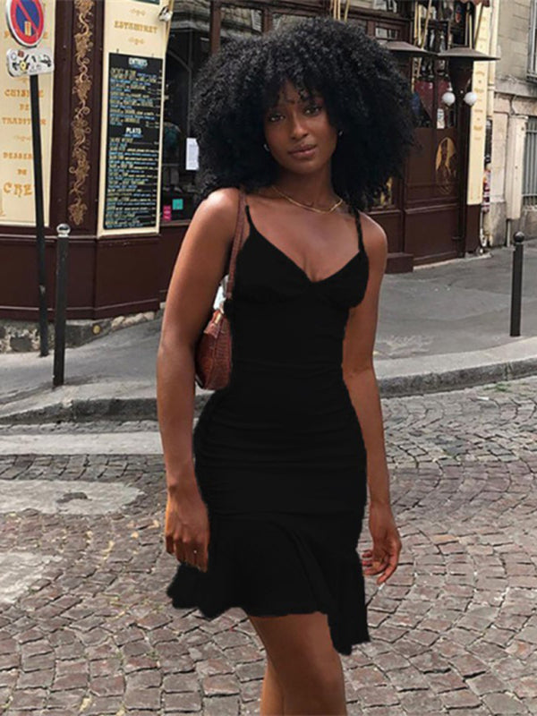 Fashionable sexy age-reducing skirt foreign style slimming bm suspenders women’s clothing - Black / S