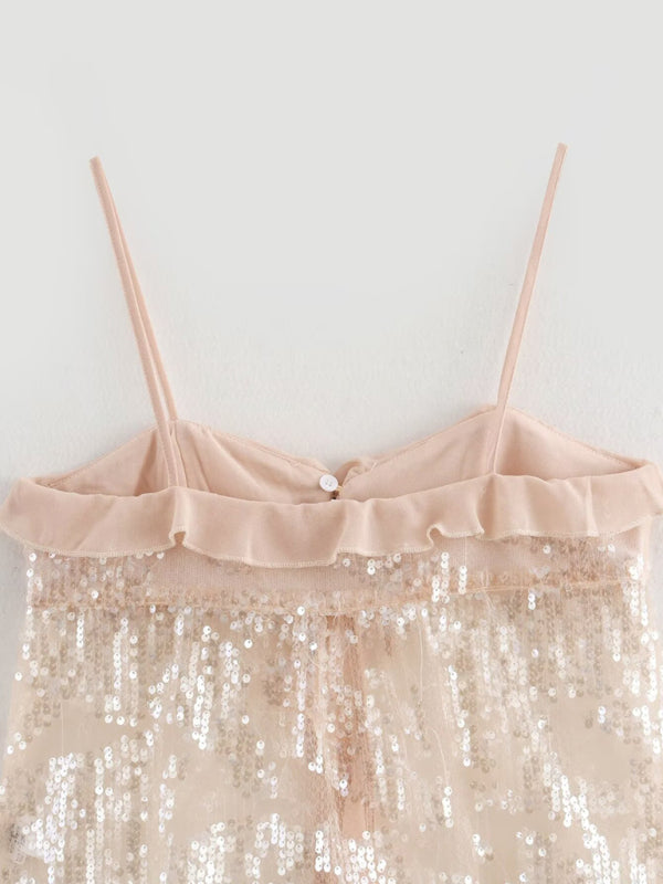 Fashionable simple and versatile casual sequined camisole top