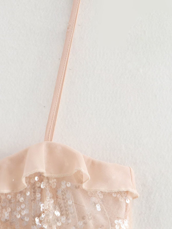 Fashionable simple and versatile casual sequined camisole top