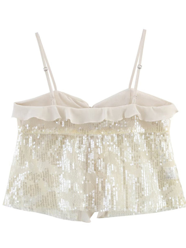 Fashionable simple and versatile casual sequined camisole top
